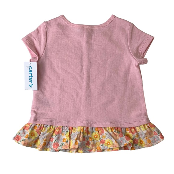 NWT Carters Girls Pink Ruffled Jersey Tee Size 18 Months - Picture 2 of 7